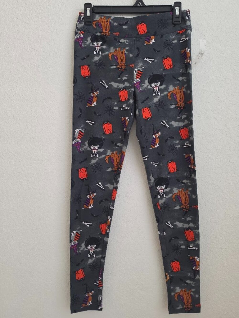 Women's Halloween Leggings Spooky Witch Cat Bat Print Stretch Pants. Size S.